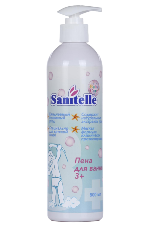 Пена д/ванн Sanitelle земляника (3+), 500 мл