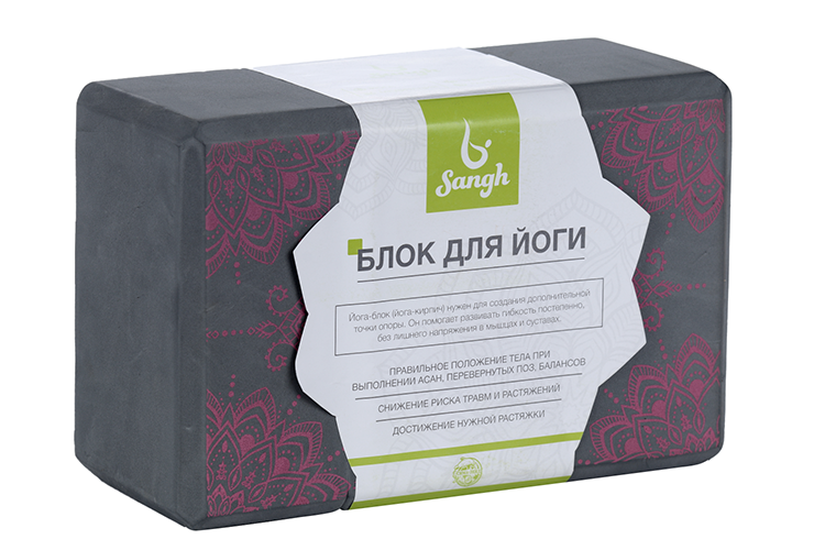 Блок Sangh д/йоги 23×15×10 см цвет серый