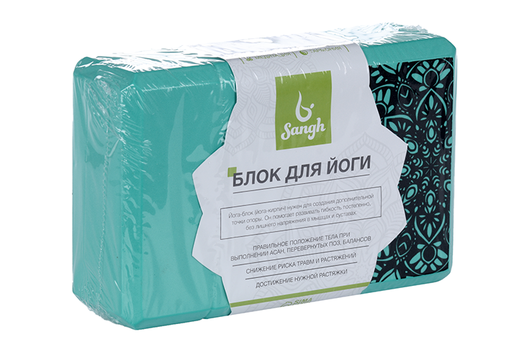 Блок Sangh д/йоги 23×15×8 см 120 г цвет мятный