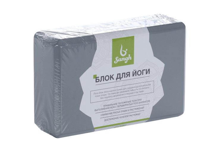 Блок Sangh д/йоги 23×15×8 см 180 г цвет серый