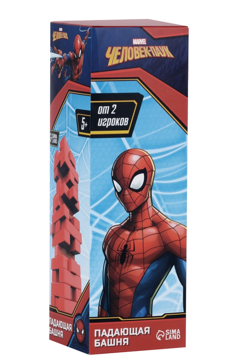 Игра MARVEL падающая башня д/настоящих героев человек-паук 54 бруска