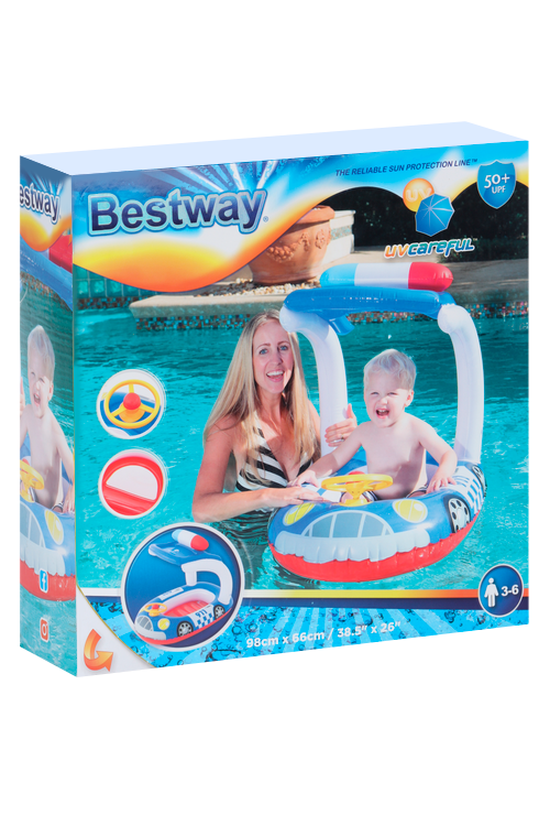 Лодочка Bestway д/плавания Машинка с тентом 98х66 см от 3-6 лет от 3-6 лет цвета МИКС