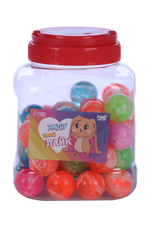 Мяч Funny toys Жду твой лайк, 3 см, 50 шт
