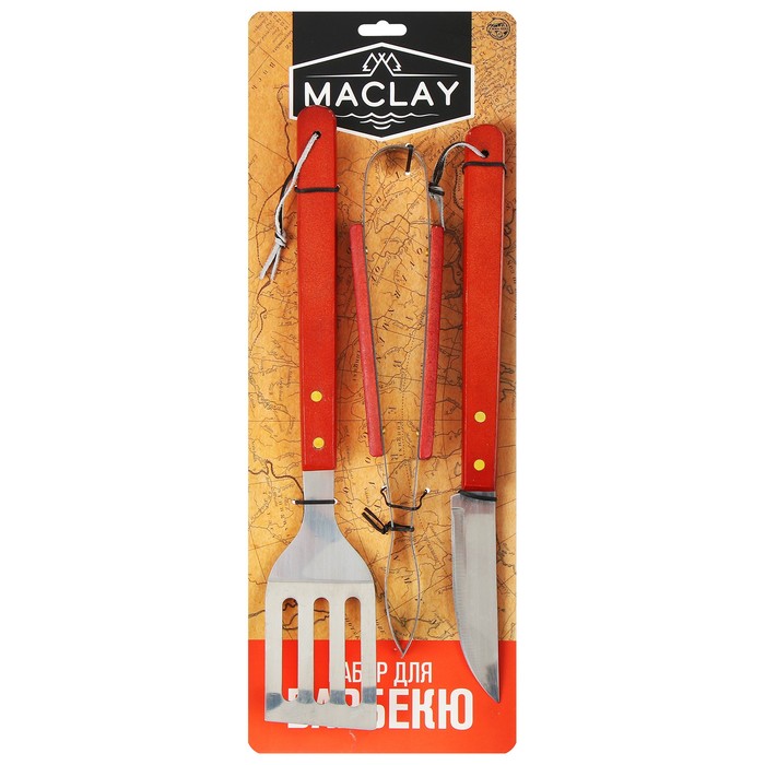 Набор Maclay д/барбекю лопатка/щипцы/нож 35 см