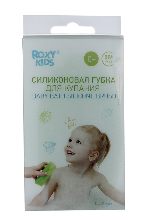 Губка ROXY-KIDS силиконовая д/купания антибактериальная салатовая
