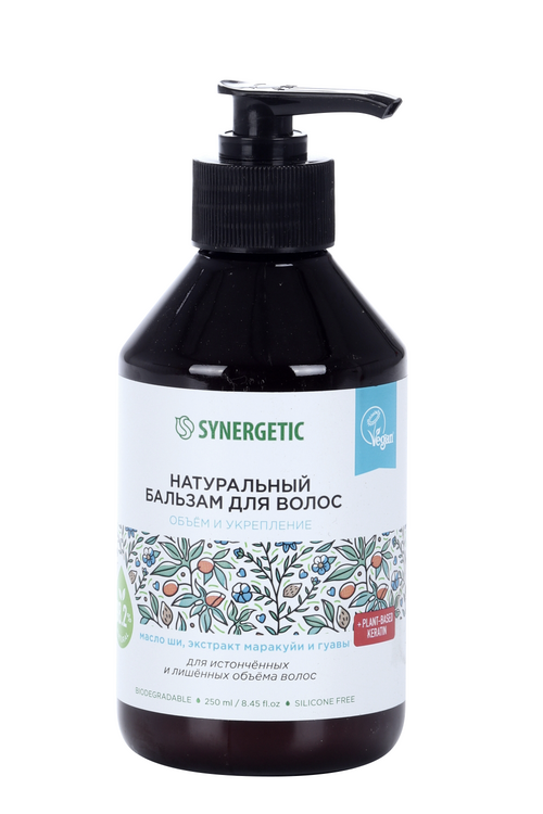 Бальзам SYNERGETIC д/волос объём и укрепление масло ши/экстракты маракуйи/гуараны, 250 мл