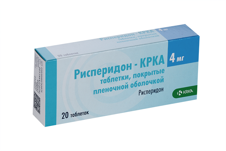 Рисперидон-КРКА 4 мг, 20 шт, таблетки покрытые пленочной оболочкой