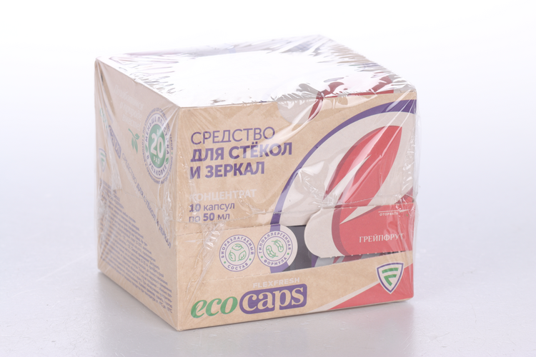 Средство Flexfresh EcoCaps д/мытья стекол/зеркал/пластика концентрат грейпфрут 50 мл, 10 шт