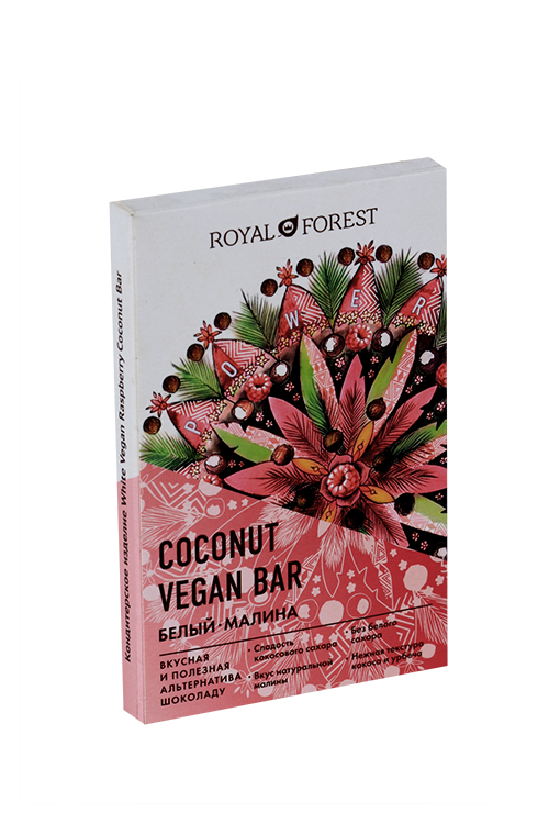 Шоколад Royal Forest White Vegan Raspberry Coconut Bar, 50 г