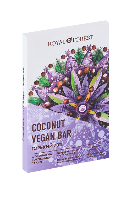 Шоколад Royal Forest горький 70% Vegan Coconut Bar, 50 г