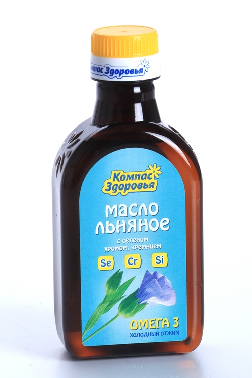 Масло Компас здоровья льняное Омега3 холодный отжим, 200 мл