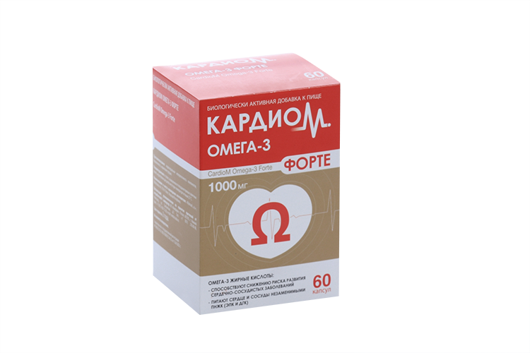 КардиоМ Омега-3 Форте, 1 375 мг, 60 шт, капсулы