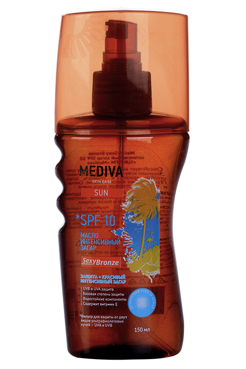 Масло Mediva Sun интенсивный загар spf10, 150 мл