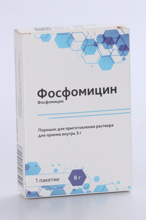 Фосфомицин 3 г, 8 г, порошок для приготовления раствора для приема внутрь