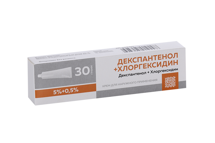 Декспантенол+Хлоргексидин 5%+0.5%, 30 г, крем для наружного применения