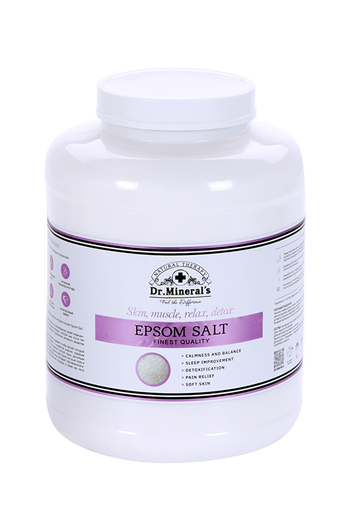 Соль Dr Minerals Epsom д/ванн skin/musle/relax/detox магниевая банка, 6 кг