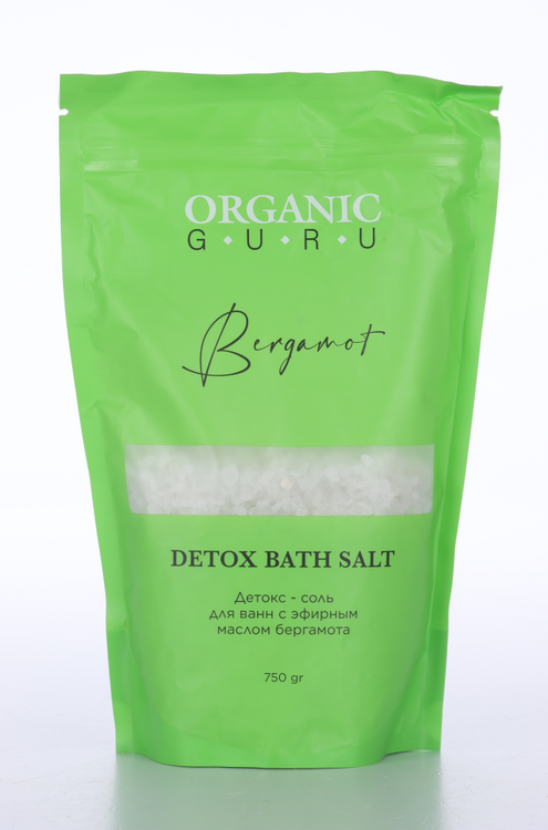 Соль Organic GURU CLASSIC д/ванн детокс с эфирным маслом бергамота, 750 г