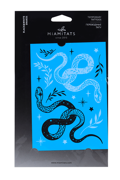 Тату переводные MIAMITATS Black&White Snakes (middle) (0056)