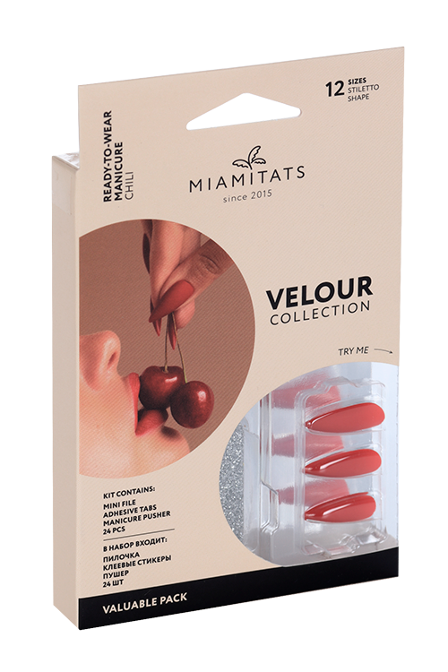 Набор накладных ногтей MIAMITATS VELOUR (Stiletto) Chili (6578)
