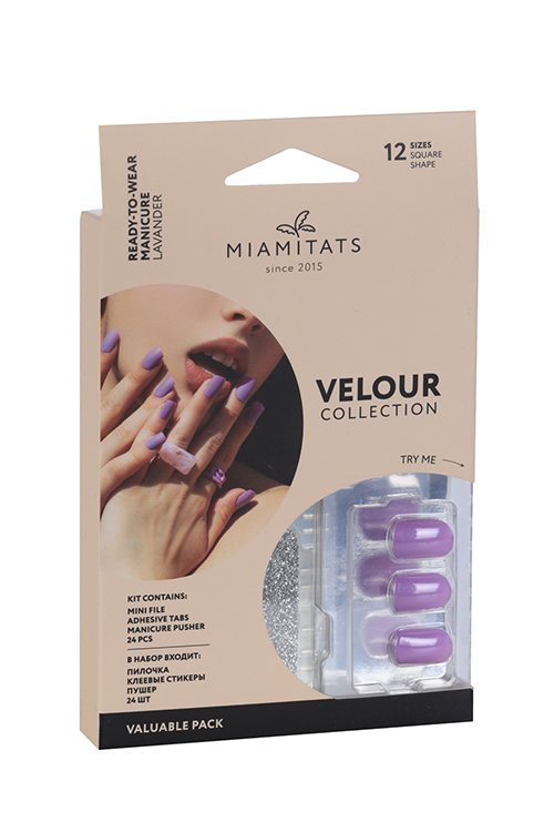 Набор накладных ногтей MIAMITATS VELOUR (Square) Lavander (2746)