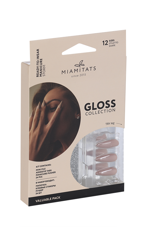 Набор накладных ногтей MIAMITATS GLOSS (Stiletto) Storm (2630)