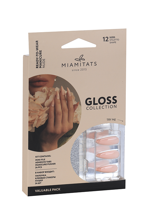 Набор накладных ногтей MIAMITATS GLOSS (Stiletto) Nude (2807)