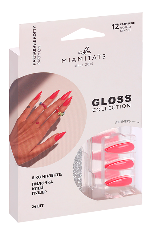 Набор накладных ногтей MIAMITATS GLOSS (Stiletto) Party on (0414)