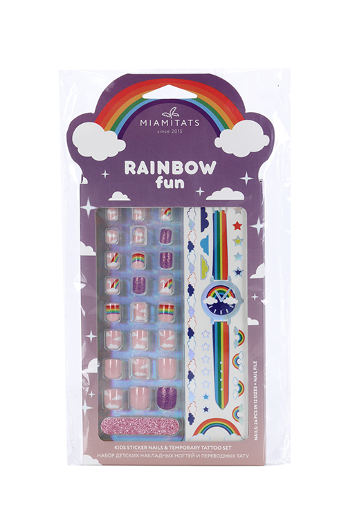 Набор детский накладные ногти с переводными татуировками MIAMITATS Rainbow fun (0711)
