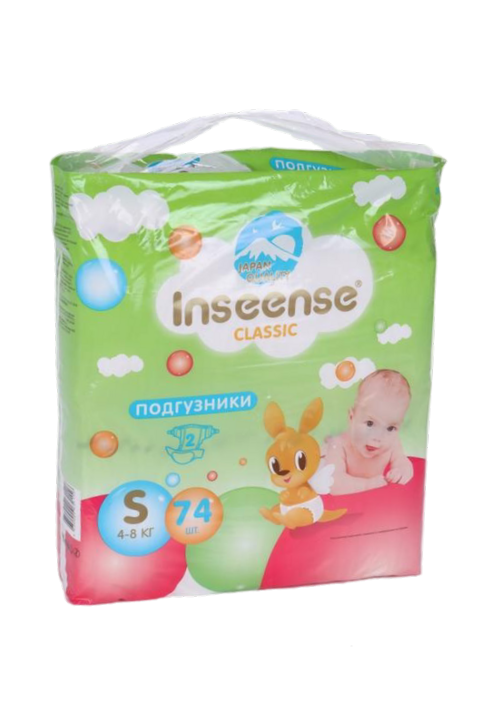 Подгузники Inseense Classic S (4-8 кг), 74 шт