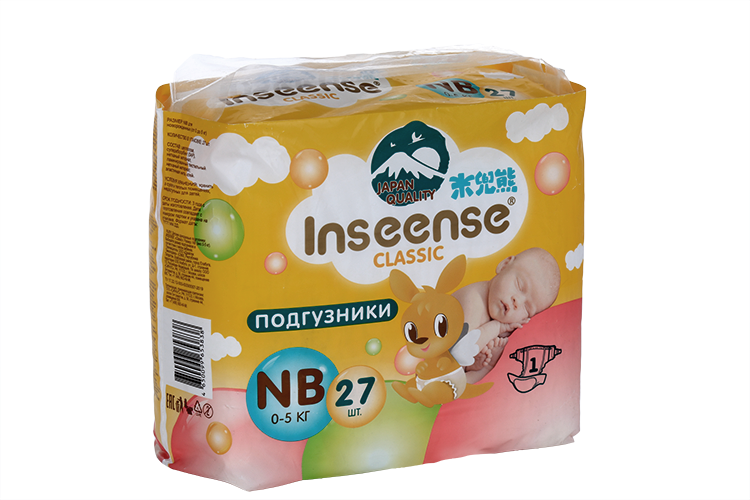 Подгузники Inseense Classic NB (0-5 кг), 27 шт, желт