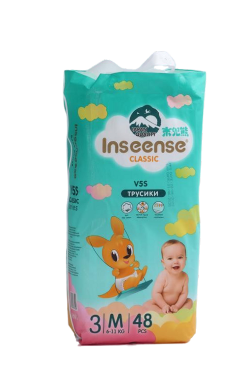 Трусики-подгузники Inseense Classic V5S M (6-11кг), 48 шт, изумруд