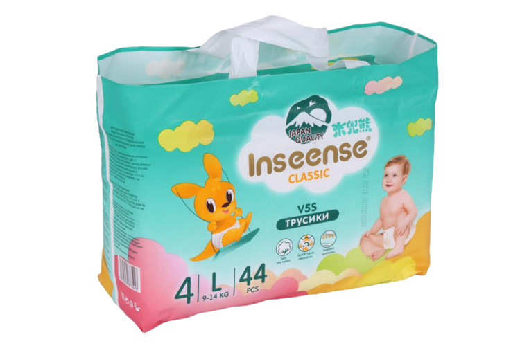 Трусики-подгузники Inseense Classic V5S L (9-14кг), 44 шт, изумруд