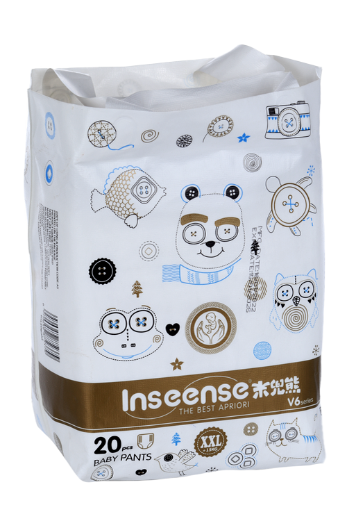 Трусики-подгузники Inseense V6 тонкие и супер мягкие XXL (15+ кг), 20 шт, золот