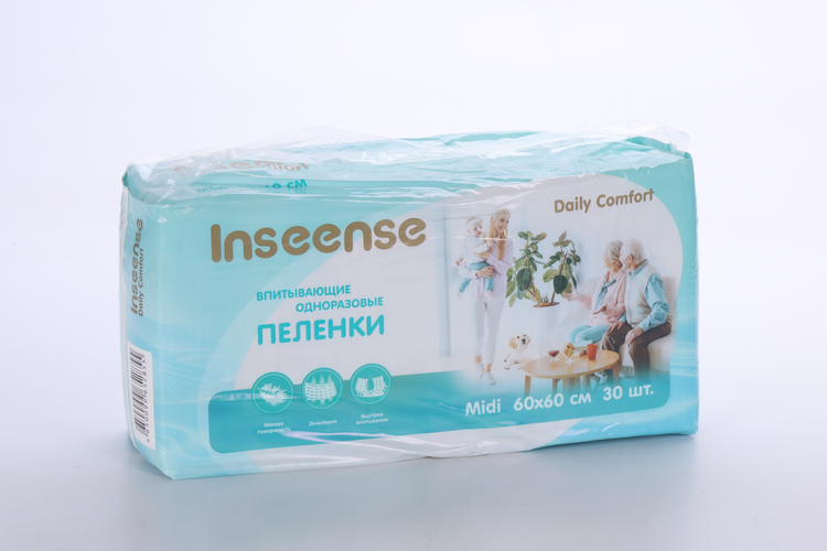 Пеленки Inseense Daily Comfort одноразовые 60х60 см, 30 шт