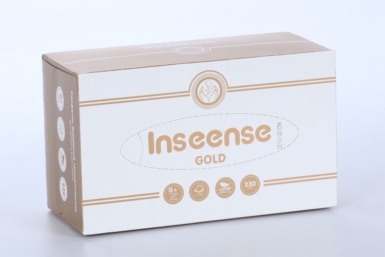 Салфетки Inseense GOLD бумажные 2 слоя картон коробка, 230 шт, (4650099654958)