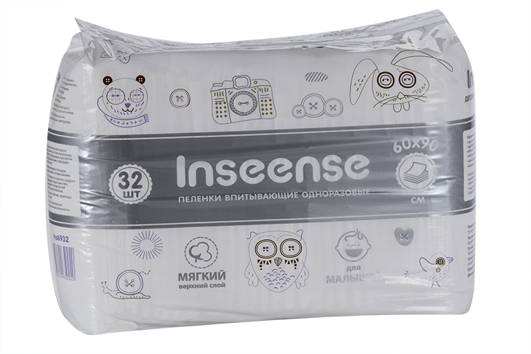 Пеленки Inseense детские одноразовые 60х90 см, 32 шт