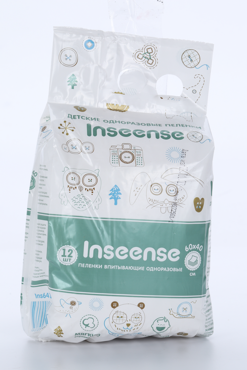 Пеленки Inseense детские одноразовые 60х40 см, 12 шт