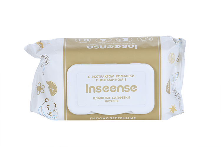 Салфетки Inseense влаж с экстрактом ромашки/вит Е д/детей, 80 шт
