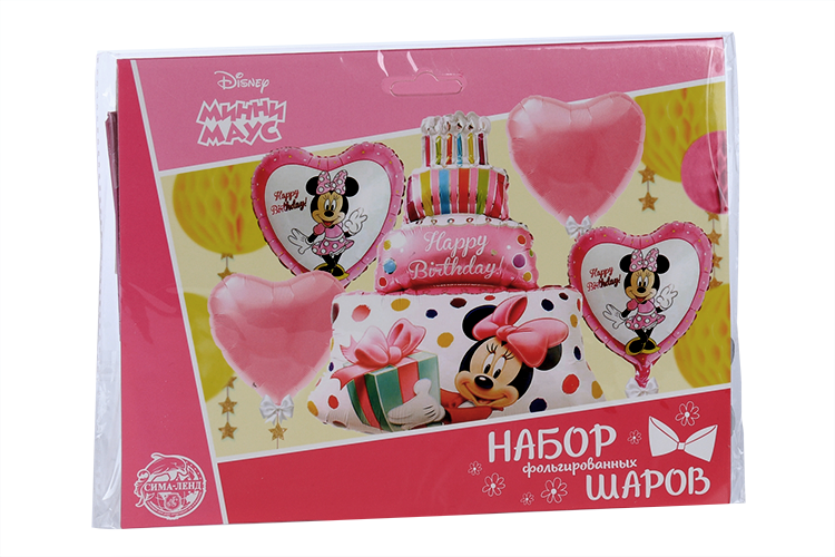 Набор Disney фольгированных шаров «Happy Birthday», Минни Маус 5 шт