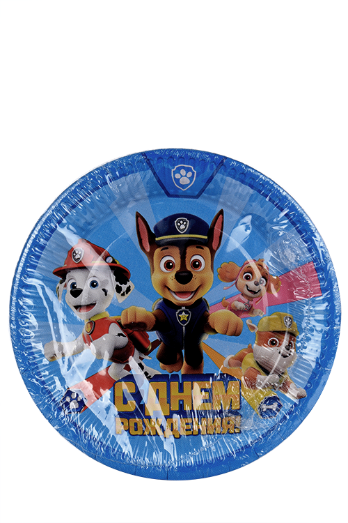 Тарелка Paw Patrol бумажная С Днем Рождения! Щенячий патруль, 18 см 10 шт