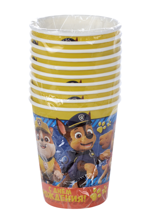 Стакан Paw Patrol бумажный «С Днем Рождения!» синий 10 шт