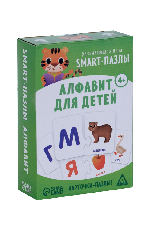 Развивающая игра ЛАС ИГРАС «Smart-пазлы. Алфавит д/детей», 30 карточек