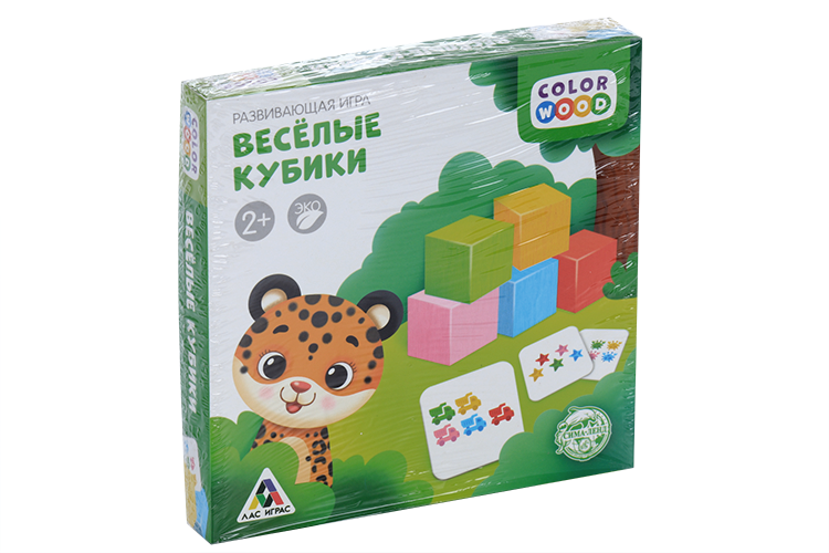 Развивающая игра ЛАС ИГРАС «Веселые кубики» с деревянными вложениями