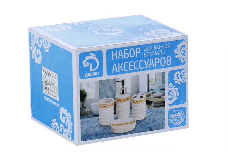 Набор аксессуаров д/ванной комнаты Доляна Мрамор (дозатор с подставкой 550 мл, 2 стакана)