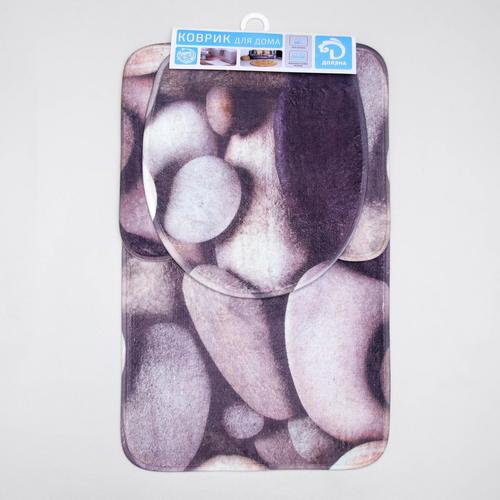 Набор ковриков д/ванной и туалета Доляна Камни 3 шт 38×46, 40×45, 45×75 см