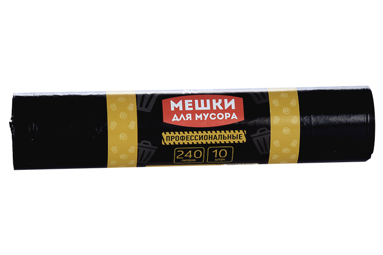 Мешки Домашний сундук д/мусора профессиональные, 240 л, 40 мкм, ПВД, 10 шт, цвет черный
