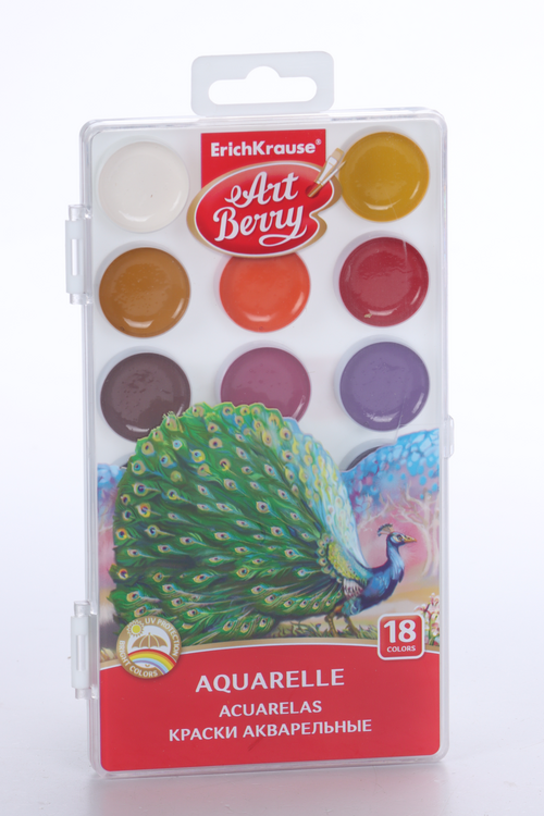 Акварель 18 цветов ErichKrause ArtBerry, с УФ-защитой, пластик, европодвес, без кисти