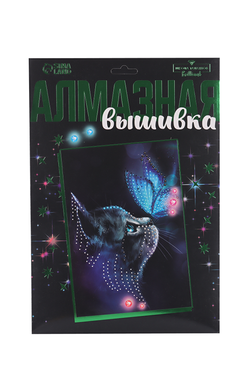 Алмазная вышивка Школа талантов Котик и бабочка