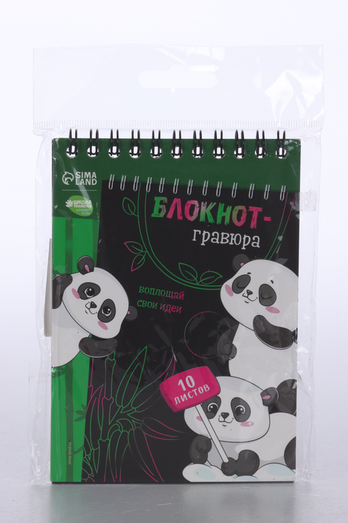 Блокнот-гравюра Школа талантов «Пандамания», 10 листов, штихель