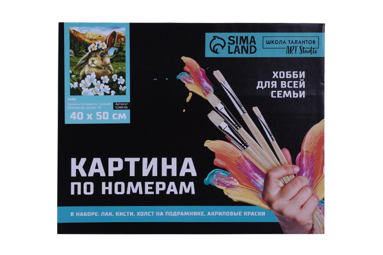 Картина по номерам Школа талантов на холсте с подрамником «Заяц» 40х50 см
